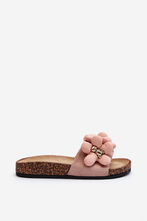 Women's Pink Embellished Slippers Bunlia