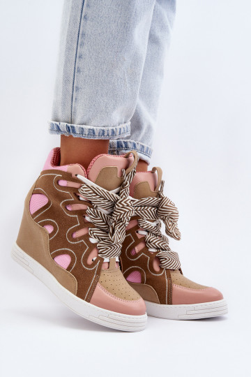 Women's Pink Wedge Sneakers Leoppa 2