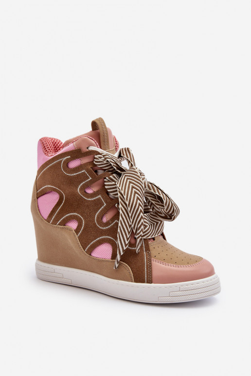 Women's Pink Wedge Sneakers Leoppa