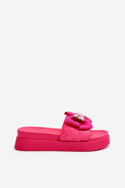 Women's Flip Flops With Bow and Teddy Bear Fuchsia Katterina