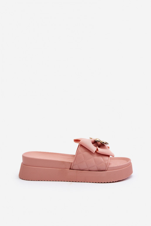 Women's Flip-Flops With a Bow and a Teddy Bear, Pink Katterina