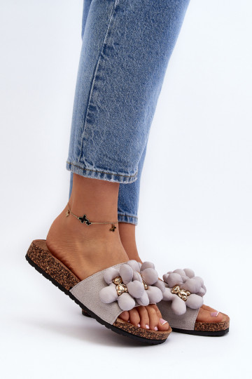 Women's Grey Sandals with Decorations Bunlia 2
