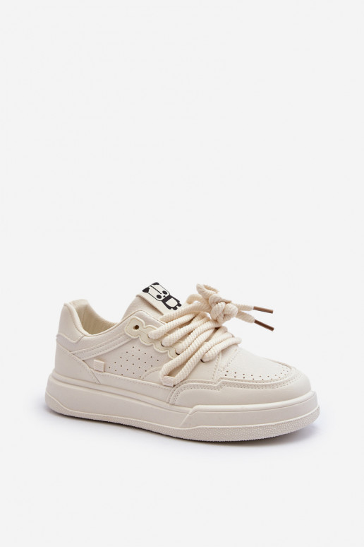 Damskie Sneakersy Eko Skórzane Beżowe Avanalis