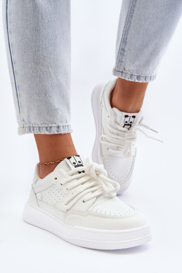 Damskie Sneakersy Eko Skórzane Białe Avanalis