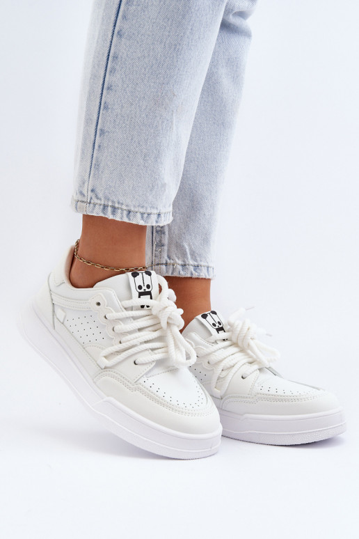 Damskie Sneakersy Eko Skórzane Białe Avanalis