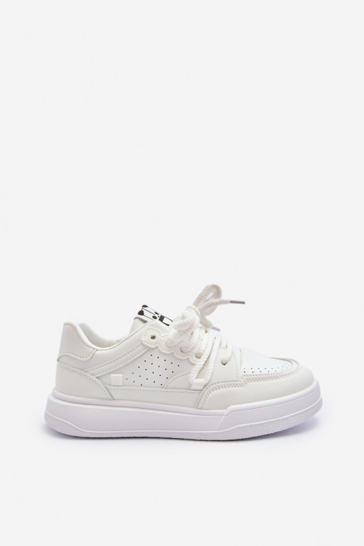 Women's White Faux Leather Sneakers Avanalis