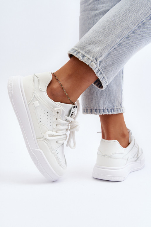 Women's White Faux Leather Sneakers Avanalis