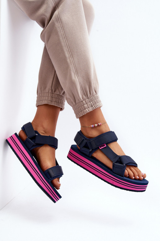 Damskie Sandały Na Platformie Lee Cooper LCW-24-05-2754L Granatowe