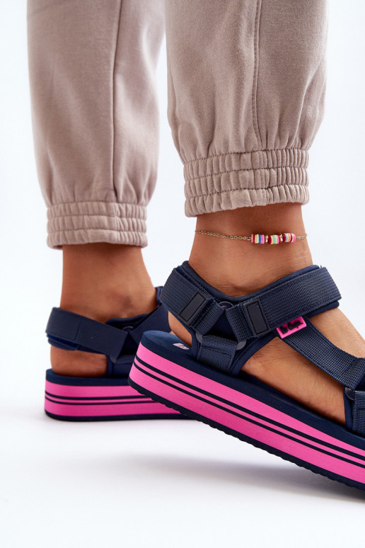 Damskie Sandały Na Platformie Lee Cooper LCW-24-05-2754L Granatowe
