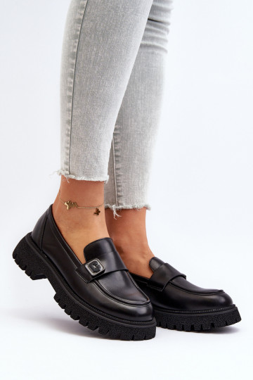 Black Flanila Women's Loafers with Strap 2