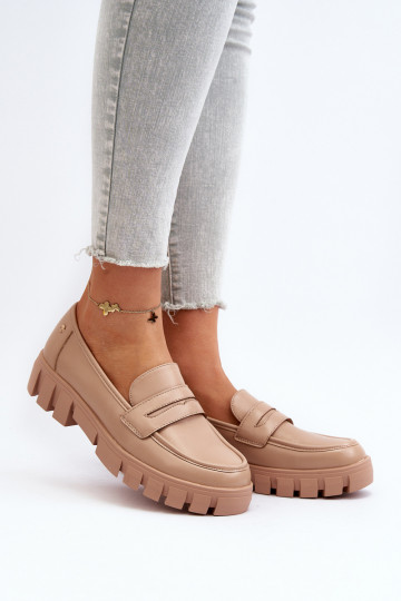 Women's Faux Leather Moccasins Beige Seravisa 2