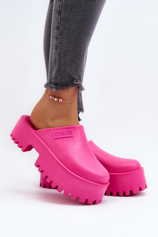 Women's Slides With Chunky Sole Big Star NN274019 Fuchsia