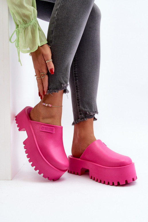 Women's Slides With Chunky Sole Big Star NN274019 Fuchsia