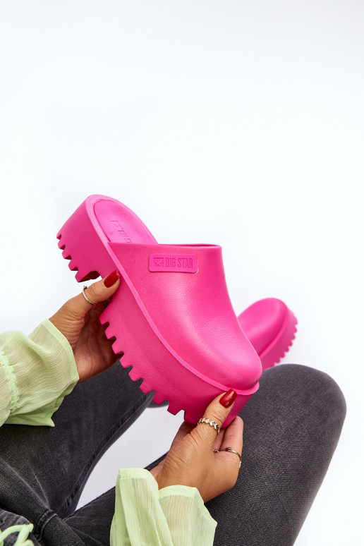 Women's Slides With Chunky Sole Big Star NN274019 Fuchsia
