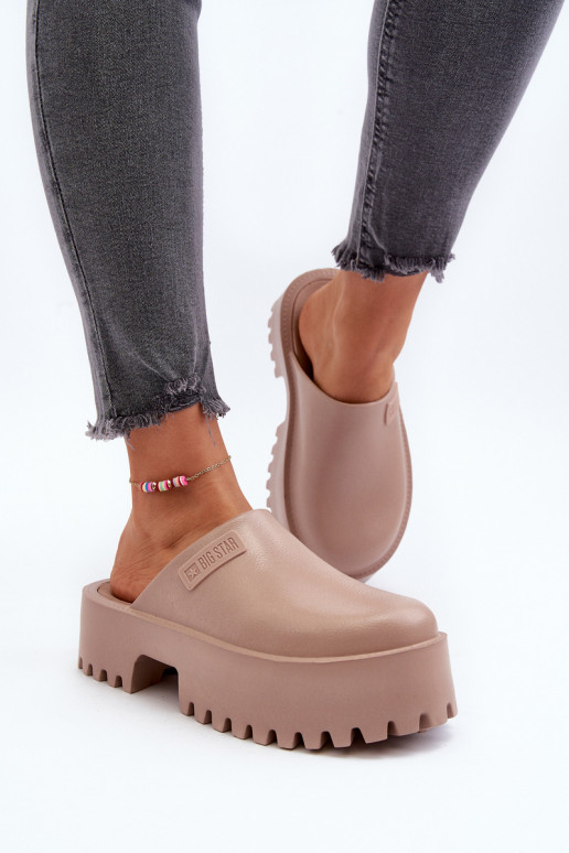 Women's Slides on Chunky Sole Big Star NN274015 White Women's Slides on Chunky Sole Big Star NN274015 White