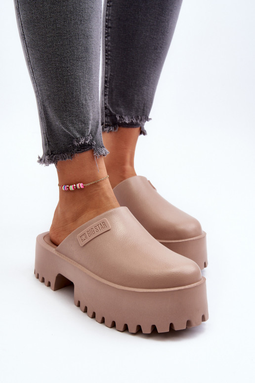 Women's Slides on Chunky Sole Big Star NN274015 White Women's Slides on Chunky Sole Big Star NN274015 White