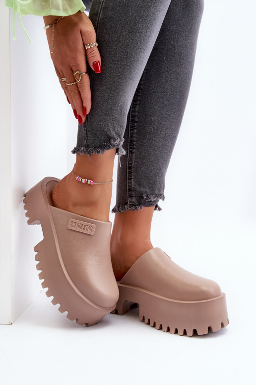 Women's Slides on Chunky Sole Big Star NN274015 White Women's Slides on Chunky Sole Big Star NN274015 White