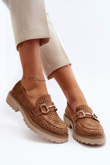 Women's Ajour Moccasins With Ornament Camel Talesse 2
