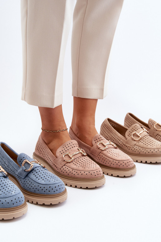 Women's Ajour Moccasins With Ornament Camel Talesse