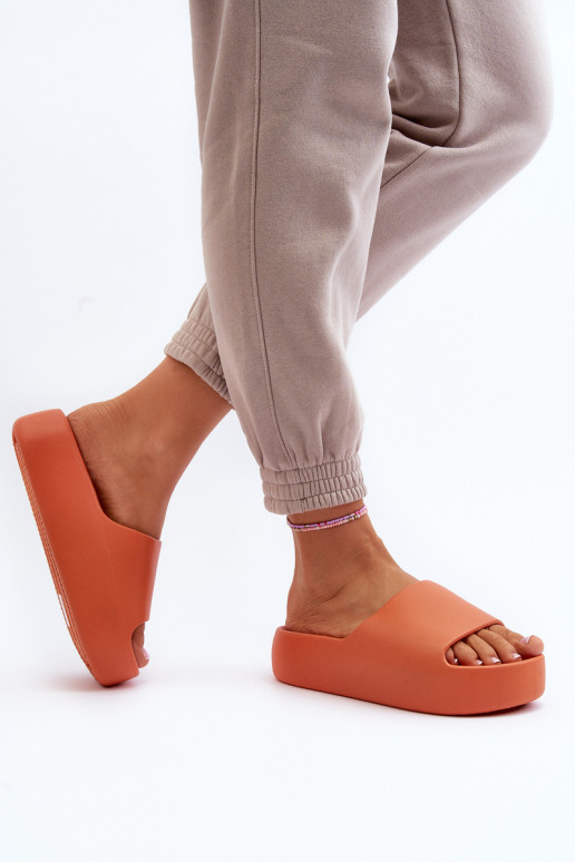 Women's Slides on Thick Sole Orange Oreithano Women's Slides on Thick Sole Orange Oreithano