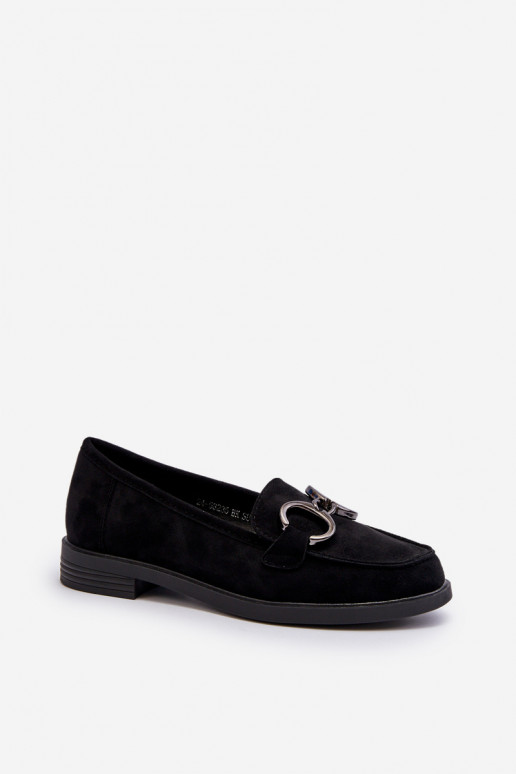 Women's Suede Moccasins with Decoration Black Echonesa Women's Suede Moccasins with Decoration Black Echonesa