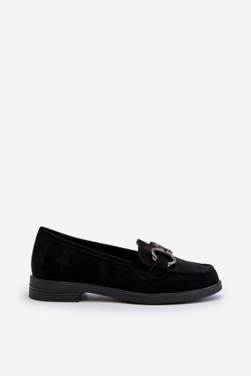 Women's Suede Moccasins with Decoration Black Echonesa Women's Suede Moccasins with Decoration Black Echonesa