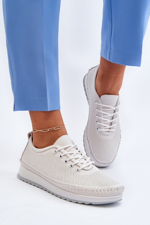 Leather Women's Sports Sneakers Beige Lalnai Leather Women's Sports Sneakers Beige Lalnai