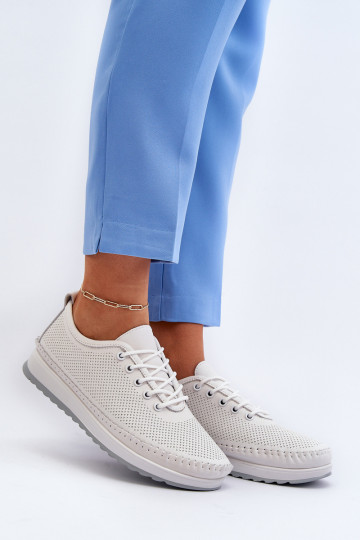 Leather Women's Sports Sneakers Beige Lalnai 2