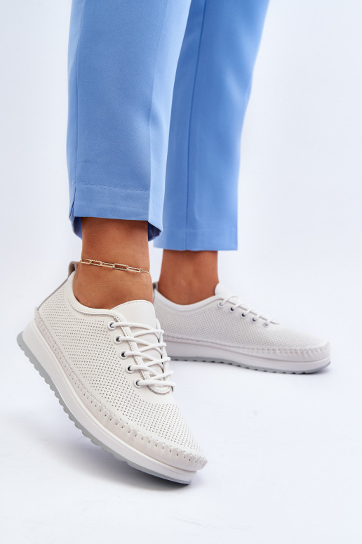 Leather Women's Sports Sneakers Beige Lalnai Leather Women's Sports Sneakers Beige Lalnai