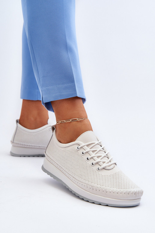 Leather Women's Sports Sneakers Beige Lalnai Leather Women's Sports Sneakers Beige Lalnai