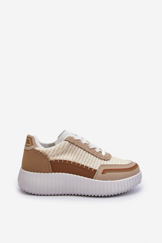 Sneakersy Damskie Na Platformie Beżowe Redala