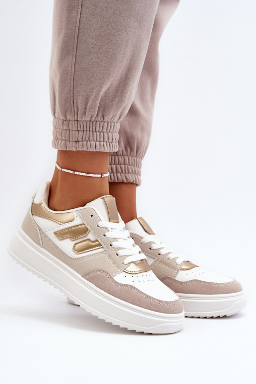Damskie Niskie Sneakersy Beżowe Regines