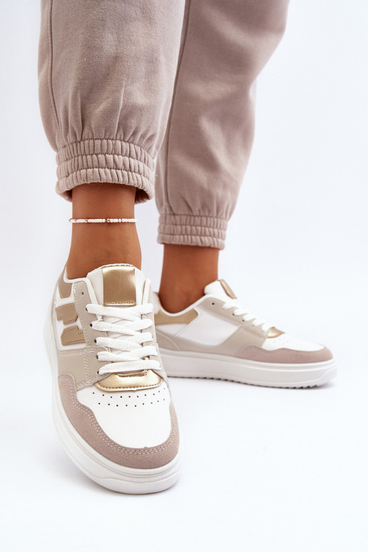 Damskie Niskie Sneakersy Beżowe Regines