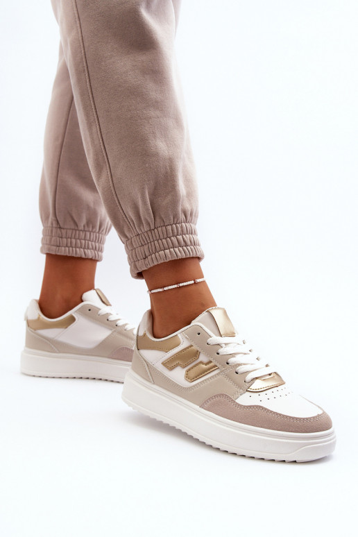 Damskie Niskie Sneakersy Beżowe Regines