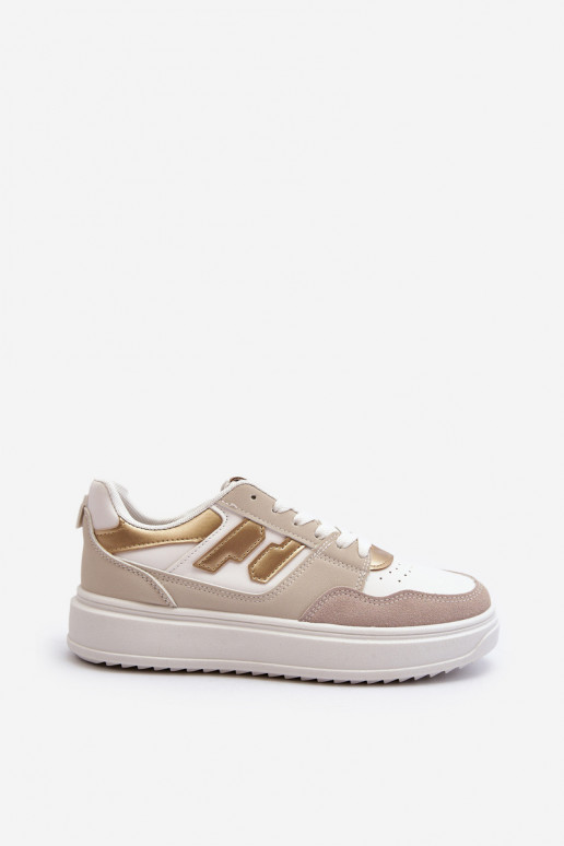 Damskie Niskie Sneakersy Beżowe Regines