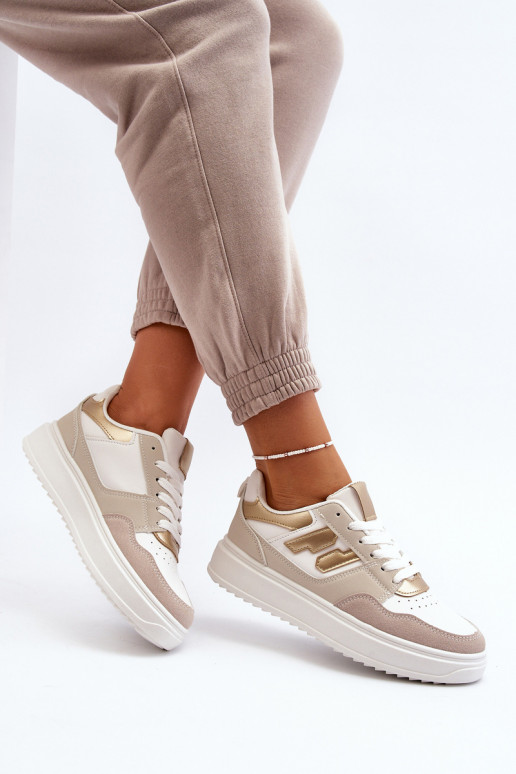 Damskie Niskie Sneakersy Beżowe Regines