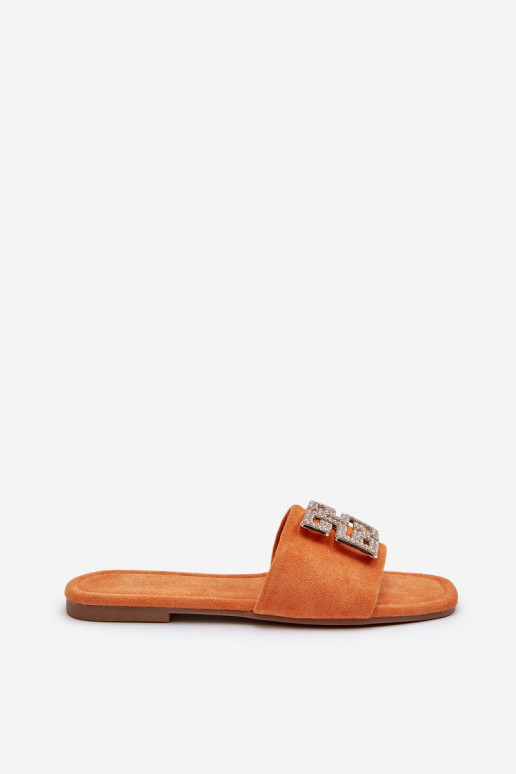 Women's Flat Sandals with Orange Decoration Inaile Women's Flat Sandals with Orange Decoration Inaile