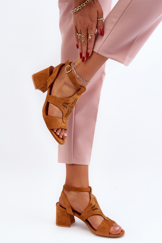 Low Heel Sandals Camel Eleriva