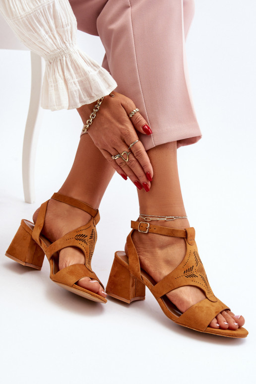 Low Heel Sandals Camel Eleriva