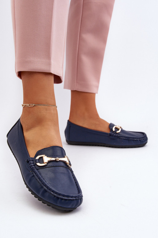 Women's Classic Eco Leather Moccasins Navy Demese Women's Classic Eco Leather Moccasins Navy Demese