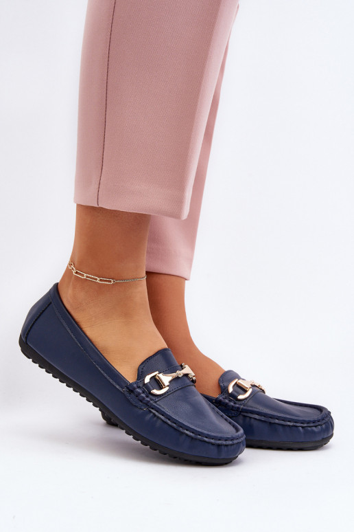 Women's Classic Eco Leather Moccasins Navy Demese Women's Classic Eco Leather Moccasins Navy Demese