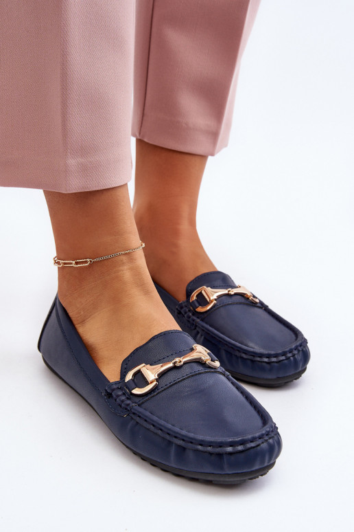 Women's Classic Eco Leather Moccasins Navy Demese Women's Classic Eco Leather Moccasins Navy Demese