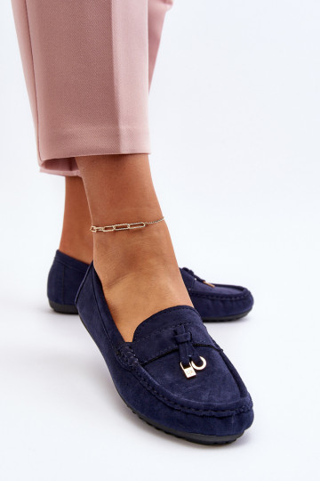 Women's Navy Classic Suede Moccasins Ontala 2