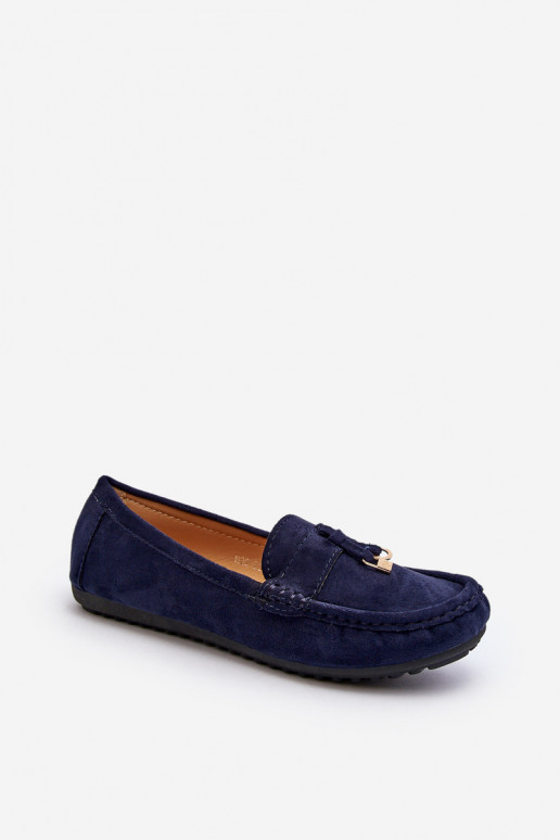 Women's Navy Classic Suede Moccasins Ontala Women's Navy Classic Suede Moccasins Ontala