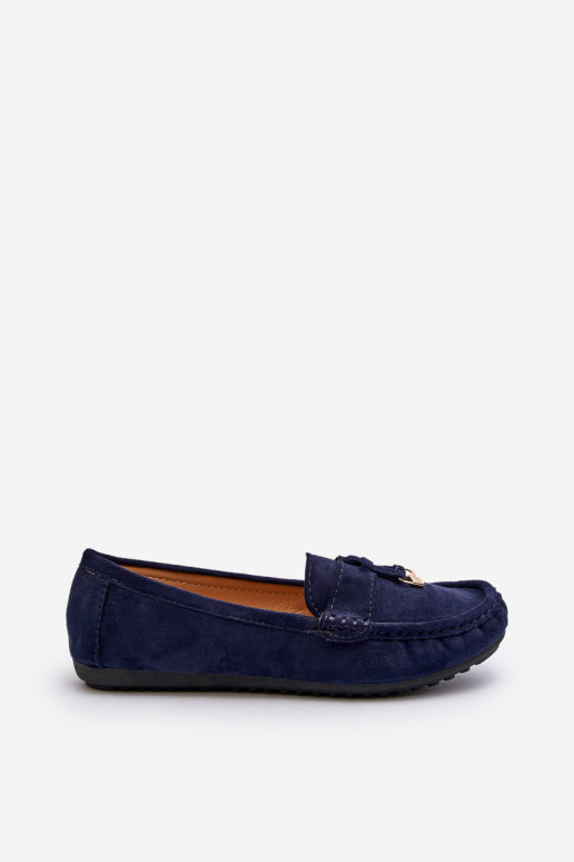 Women's Navy Classic Suede Moccasins Ontala Women's Navy Classic Suede Moccasins Ontala