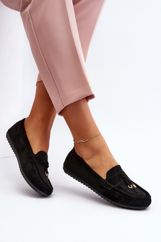 Women's Classic Black Suede Moccasins Ontala Women's Classic Black Suede Moccasins Ontala