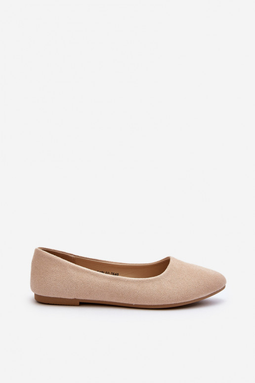 Beige Women's Suede Ballerina Flats Kommia