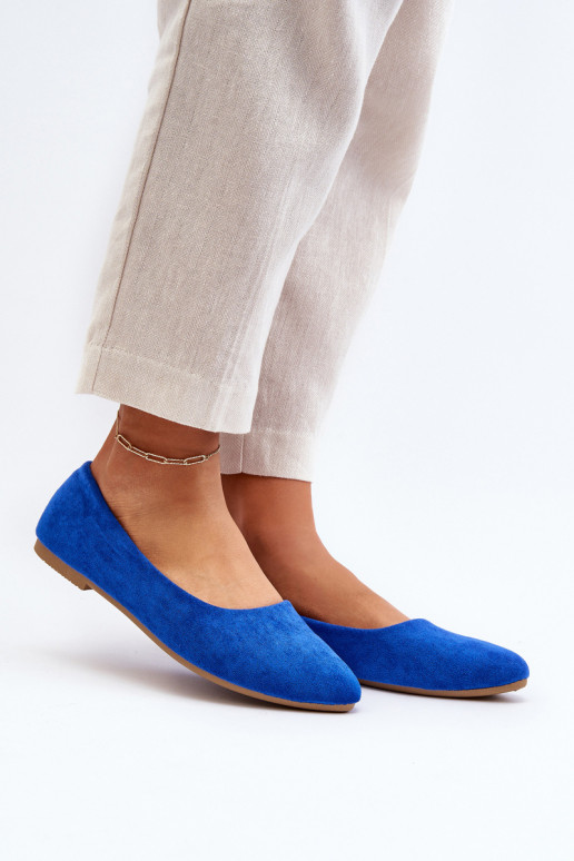 Women's Blue Suede Ballerina Flats Kommia Women's Blue Suede Ballerina Flats Kommia