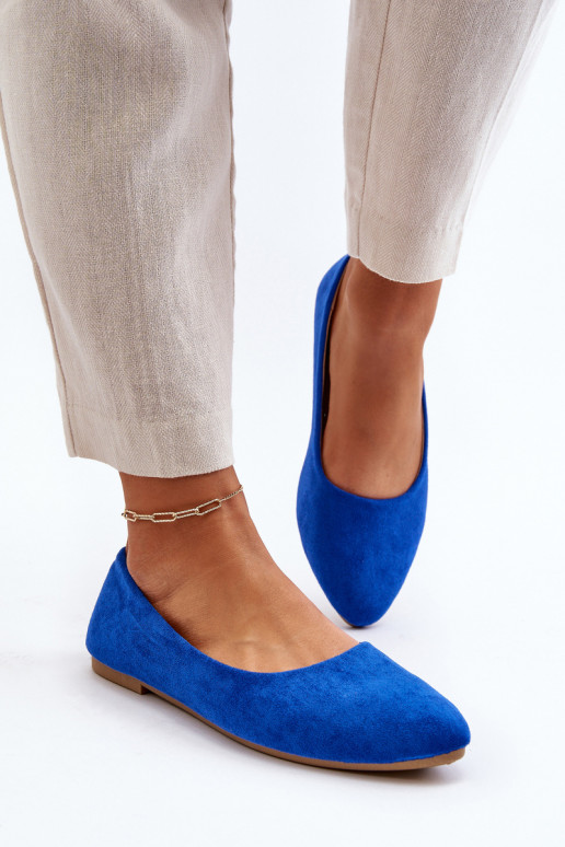 Women's Blue Suede Ballerina Flats Kommia Women's Blue Suede Ballerina Flats Kommia