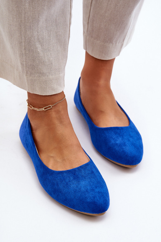 Women's Blue Suede Ballerina Flats Kommia Women's Blue Suede Ballerina Flats Kommia